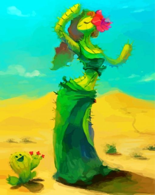 Aesthetic Cactus Girl Paint By Numbers