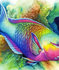 Aesthetic Parrot Fish Art Illustration Paint By Numbers