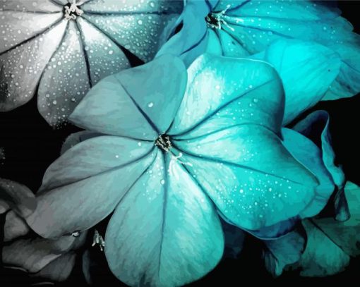 Aesthetic Turquoise Flowers Paint By Numbers