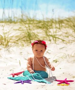 Beautiful Baby Girls At Beach Paint By Number