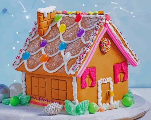 Beautiful Ginger Bread House Paint By Numbers