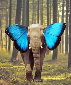 Blue Elephant Butterfly Paint By Numbers