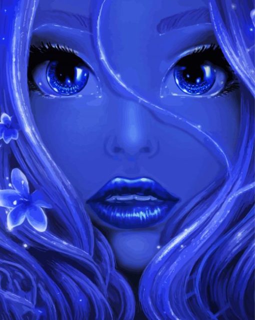 Blue Girl Face Paint By Numbers