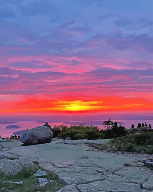 Cadillac Acadia Mountain Sunset Paint By Numbers