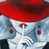 Cool Woman With Red Hat Paint By Numbers