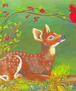 Cute Deer With Cardinal Paint By Numbers