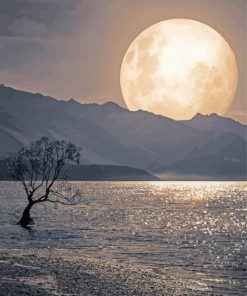 Full Moon Wanaka Tree New Zealand Paint By Numbers