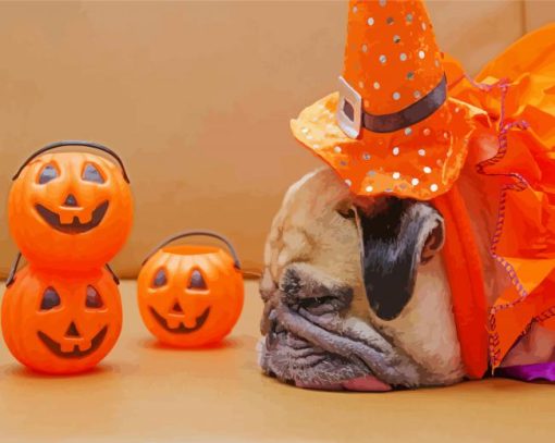 Halloween Pug Paint By Numbers