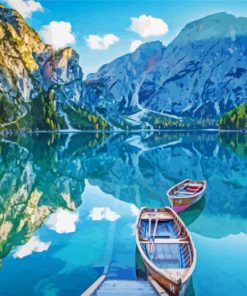 Lake Boats And Landscape Paint By Numbers