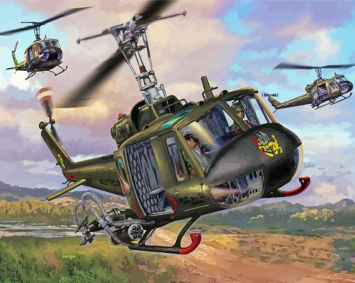 Military Huey Helicopters Paint By Numbers