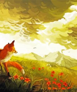 Mountains Fox Watercolor Paint By Numbers