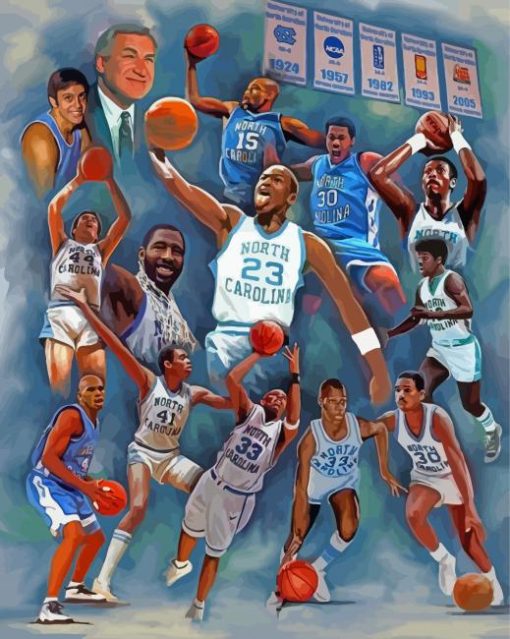 North Carolina Tar Heels Players Art Paint By Numbers