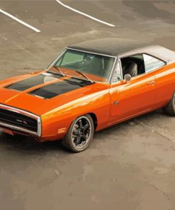 Orange 1970 Dodge Charger Paint By Numbers