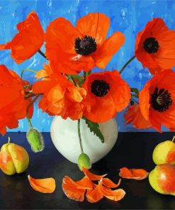 Orange Poppies In Vase Paint By Numbers