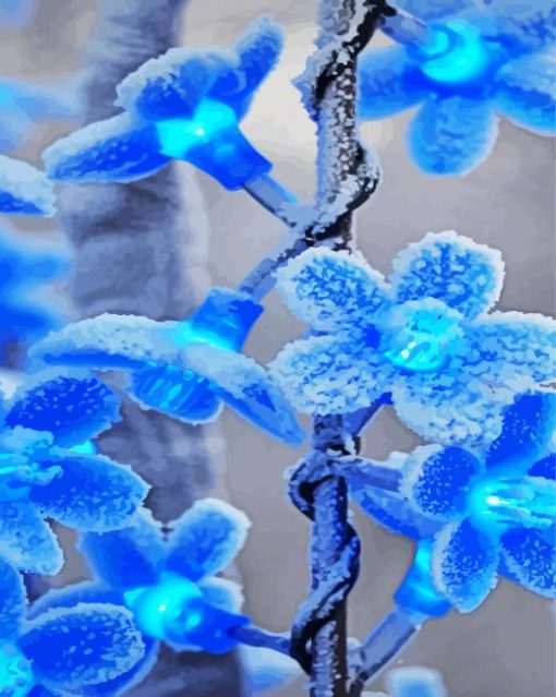 Snowy Light Flowers Paint By Numbers