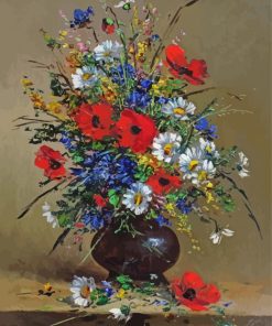 Vase With Cornflowers And Poppies Paint By Numbers