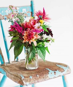 Vintage Flowers On The Chair Paint By Numbers