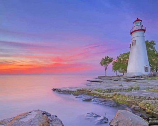 Marblehead Lighthouse Sunset Paint By Numbers